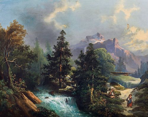Gustav Barbarini, berglandschap met rivier