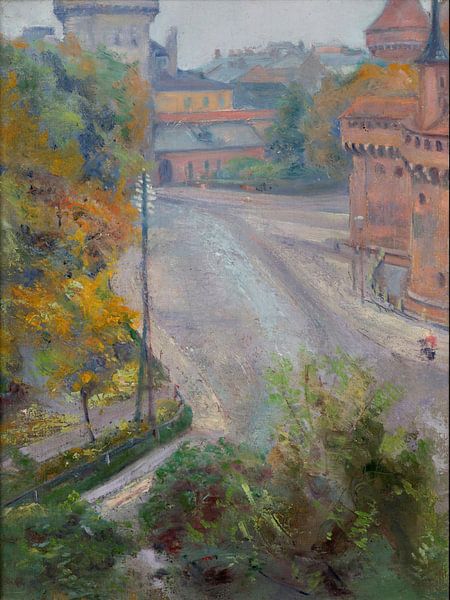 Stanisław Wyspiański-Ansicht des Barbakans und des Florian-Tors der Zacize-Straße von finemasterpiece