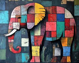 Colourful Elephant by Eye catching paintings