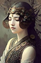 Fille avec des fleurs 17e siècle sur Gert-Jan Siesling