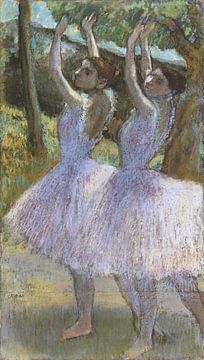 Female Dancers in Violet Skirts, their Arms Raised, Edgar Degas