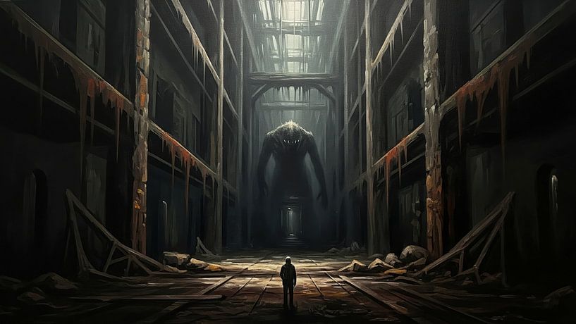 Figuur Monster in verlaten industrieel interieur van Markus Gann