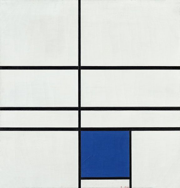 Komposition mit Doppellinie und Blau, Piet Mondrian von Meisterhafte Meister