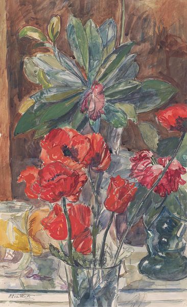 Barbara Elisabeth van Houten, Floral study of Poppies and Rhododendrons by Atelier Liesjes