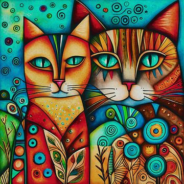 Expressieve acrylschilderijen van gekke katten van Jan Keteleer