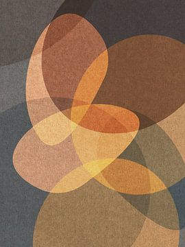 Moderne abstracte organische vormen in goud, bruin, taupe II van Dina Dankers