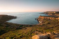 Beautiful sunset at Ghajn Tuffieha Bay in Malta