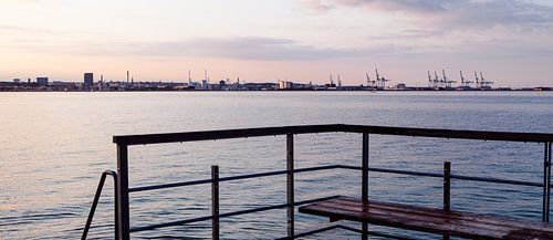 Aarhus strand, Denemarken ondergaandezon