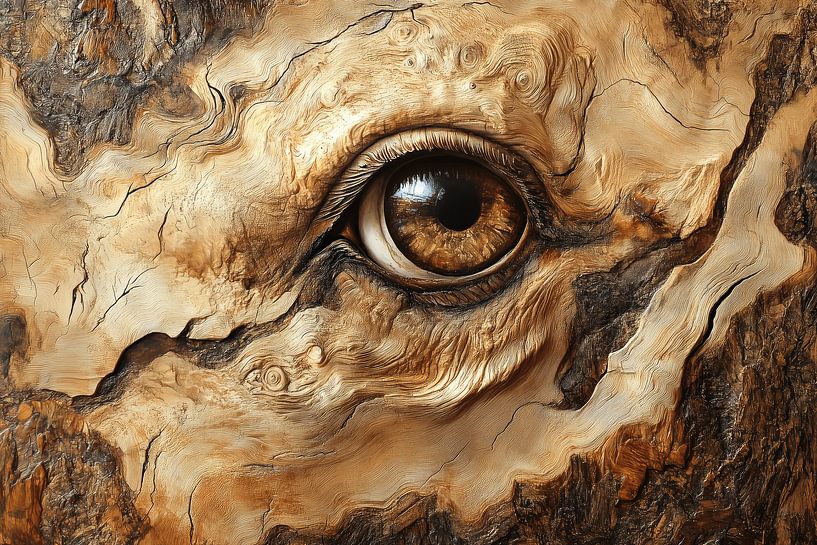 Oog van de Aarde Levend Houtportret van Eva Lee