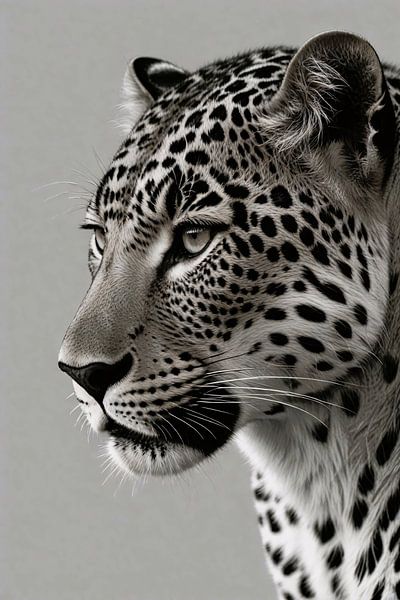Zwart-witte Minimalistische Luipaard Blik van Art & Soul Creations