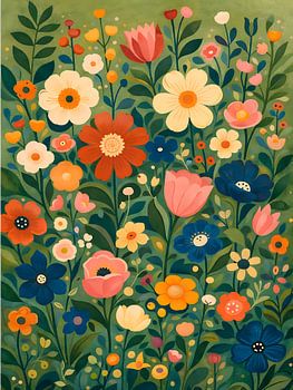 Folk Garden in Bloom – Botanical Wildflower Illustration