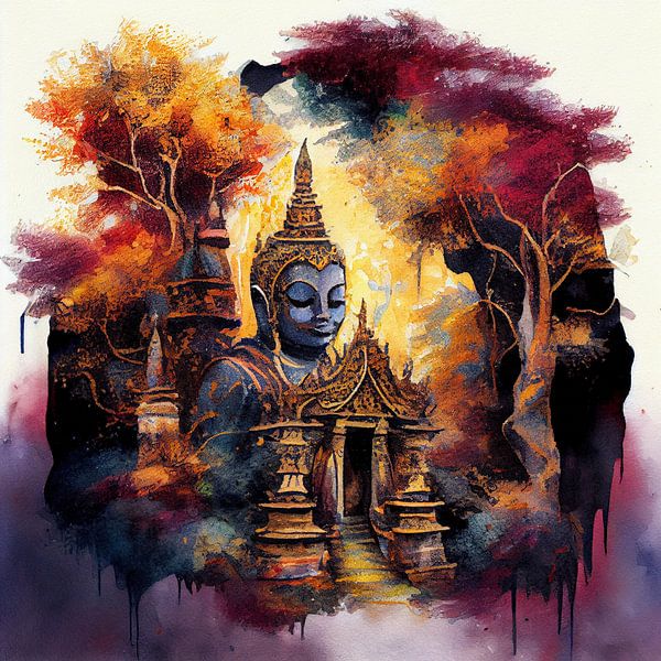 Aquarell-Buddha #8 von Chromatic Fusion Studio