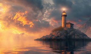 Morgendämmerung am Küstenleuchtturm