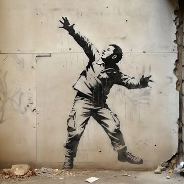 Muur | Banksy Stijl | Graffiti van Blikvanger Schilderijen