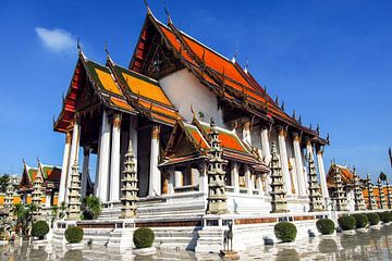 Gevel Wat Ratchabophit in Bangkok Thailand van Dieter Walther