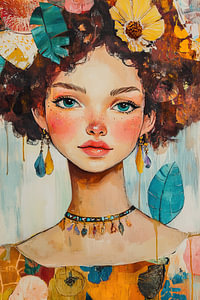 Lockiges Haar | Junge Dame Bunt