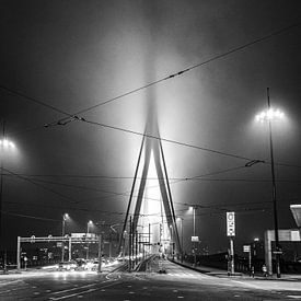 Eine geheimnisvolle Erasmusbrücke in Schwarz-Weiß von Mike Bot PhotographS