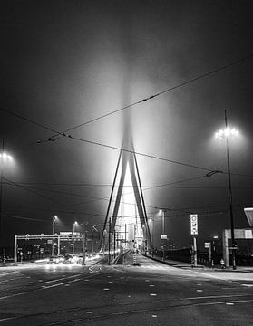 Eine geheimnisvolle Erasmusbrücke in Schwarz-Weiß von Mike Bot PhotographS