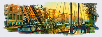 Amsterdam, Keizersgracht au soleil couchant Artiste