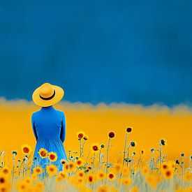 Geel natuur landschap zonnebloemen van PixelPrestige