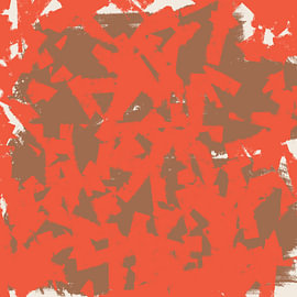 Motif rouge sur terre cuite. Abstrait minimaliste sur Dina Dankers