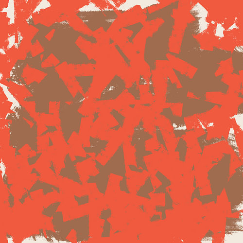 Red pattern on terracotta. Minimalist abstract by Dina Dankers