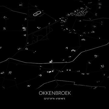 Zwart-witte landkaart van Okkenbroek, Overijssel. van Rezona