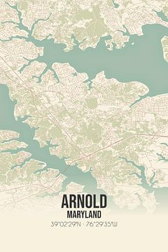 Vintage landkaart van Arnold (Maryland), USA. van Rezona