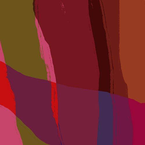 Warm kleurrijk minimalistisch abstract schilderij in retro kleuren