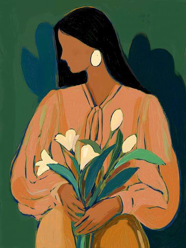 Abstract woman with lilies
