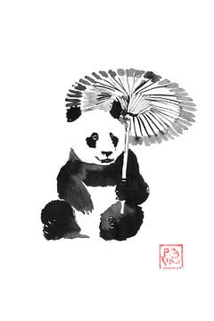 panda in de regen van Péchane Sumie