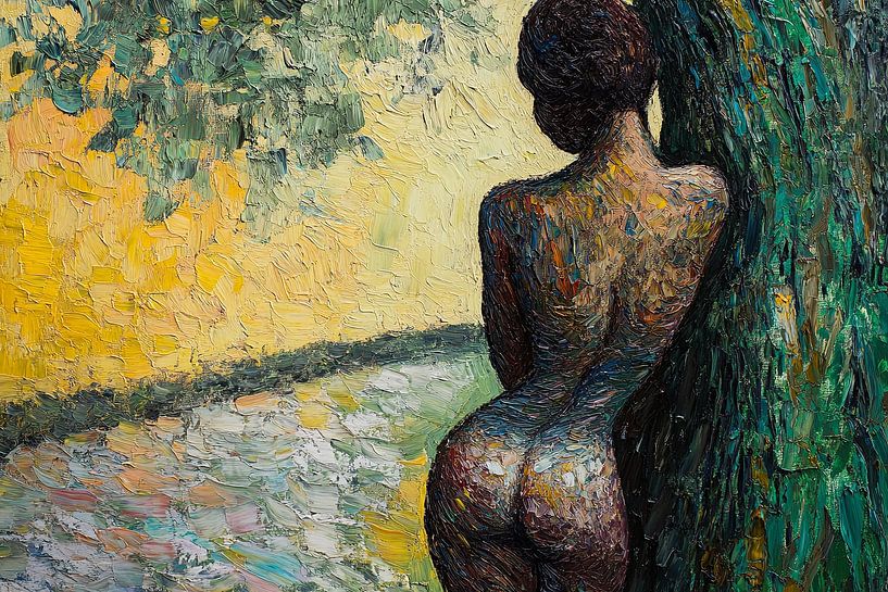 spirituelle Malerei einer Frau im Wald von Egon Zitter