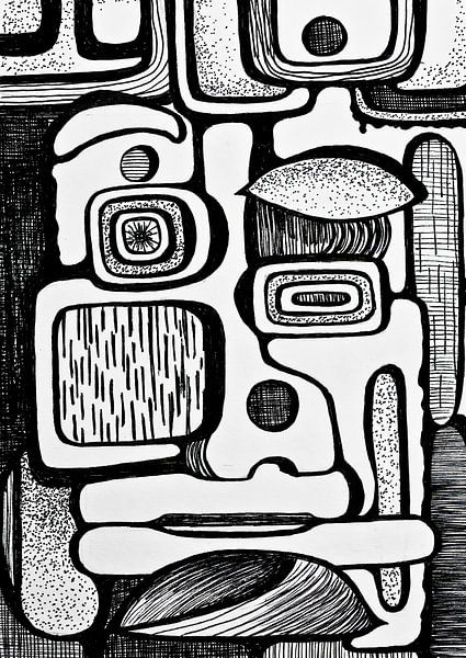 Illustratie 5 | Abstract portret zwart-wit van Henriëtte Mosselman