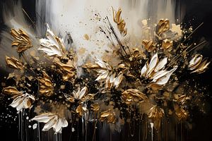 Peinture abstraite fleurs | Peinture abstraite fleurs | Noir or