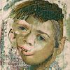 Collage portret jongen van Lida Bruinen