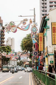 Colour row street in Little India, Singapore by Amber Francis