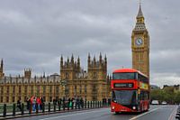 London's Big Ben by red bus