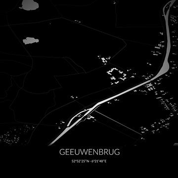 Black-and-white map of Geeuwenbrug, Drenthe. by Rezona