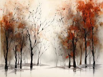 Modern Abstract Painting Trees by Preet Lambon