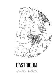 Castricum (Noord-Holland) | Map | Black and White by Prints of Place