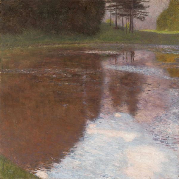 Ein Morgen am Teich, Gustav Klimt von Meesterlijcke Meesters