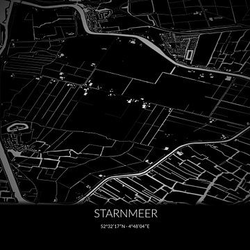 Zwart-witte landkaart van Starnmeer, Noord-Holland. van Rezona