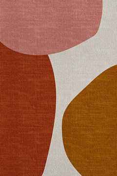Moderne abstracte geometrische organische retro vormen in aardetinten : rood, terracotta, roze, beig