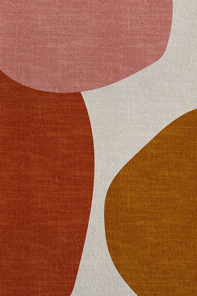Modern abstract geometric organic retro shapes in earthy tints: red, terracotta, pink, beige by Dina Dankers