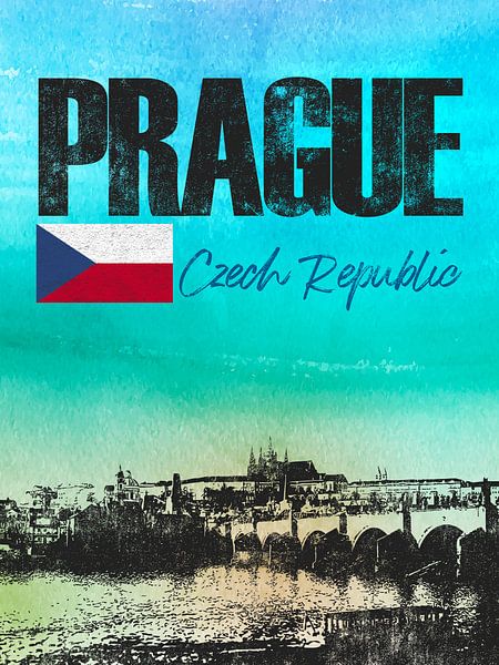 Praag Tsjechische Republiek van Printed Artings