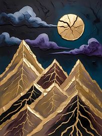 Lune brisée au-dessus des pics d'or sur Artistic