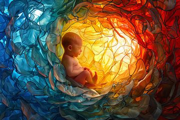 Baby in baarmoeder digitaal beeld van Egon Zitter