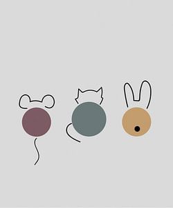 Maus, Katze, Kaninchen drucken von Charlotte Hortensius