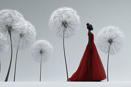 vrouw met bloemen surrealisme paardenbloem