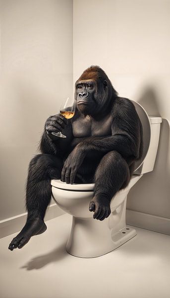 Gorilla auf der Toilette von Jolique Arte